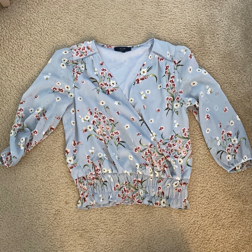 Cute blue floral blouse
